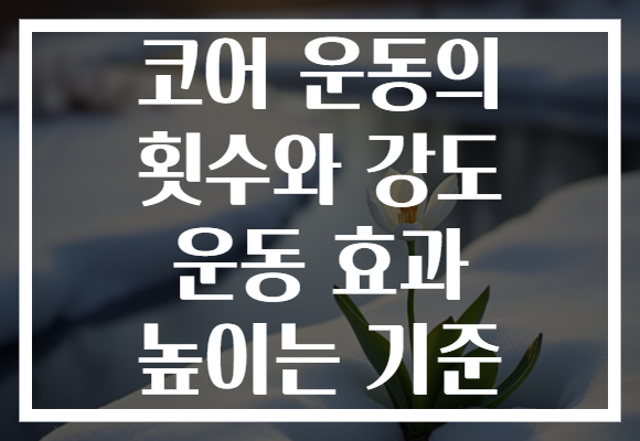 코어 운동의 횟수와 강도 운동 효과 높이는 기준