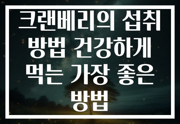 크랜베리의 섭취 방법 건강하게 먹는 가장 좋은 방법