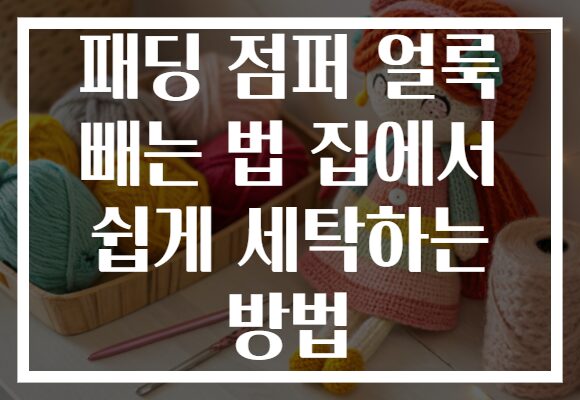 패딩 점퍼 얼룩 빼는 법 집에서 쉽게 세탁하는 방법