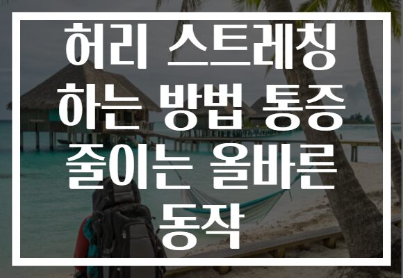 허리 스트레칭 하는 방법 통증 줄이는 올바른 동작