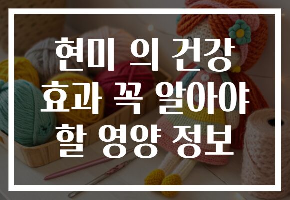 현미 의 건강 효과 꼭 알아야 할 영양 정보