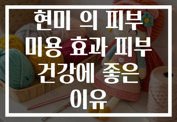 현미 의 피부 미용 효과 피부 건강에 좋은 이유
