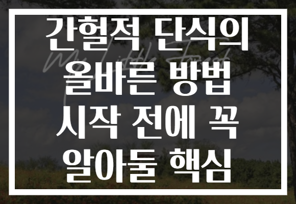 간헐적 단식의 올바른 방법 시작 전에 꼭 알아둘 핵심