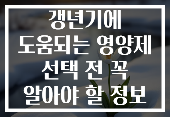 갱년기에 도움되는 영양제 선택 전 꼭 알아야 할 정보