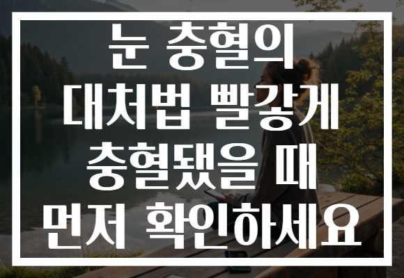 눈 충혈의 대처법 빨갛게 충혈됐을 때 먼저 확인하세요