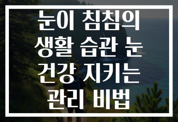눈이 침침의 생활 습관 눈 건강 지키는 관리 비법