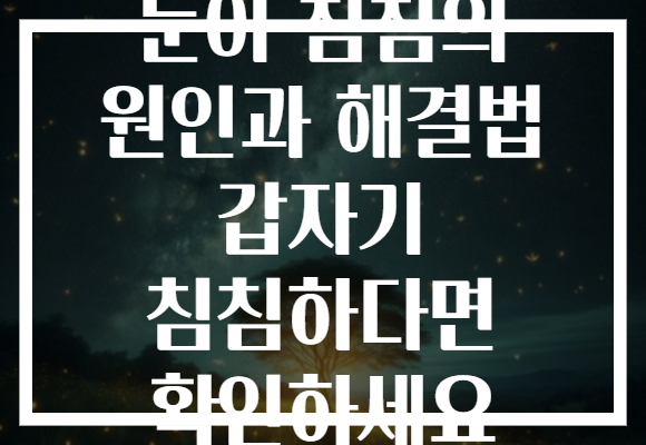 눈이 침침의 원인과 해결법 갑자기 침침하다면 확인하세요