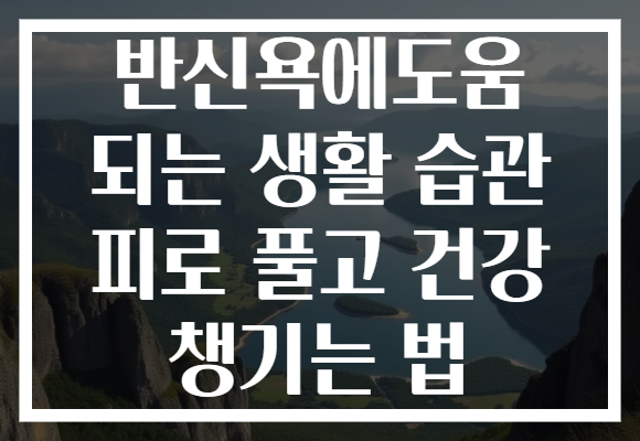 반신욕에도움 되는 생활 습관 피로 풀고 건강 챙기는 법