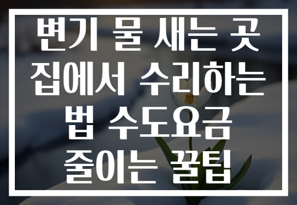 변기 물 새는 곳 집에서 수리하는 법 수도요금 줄이는 꿀팁