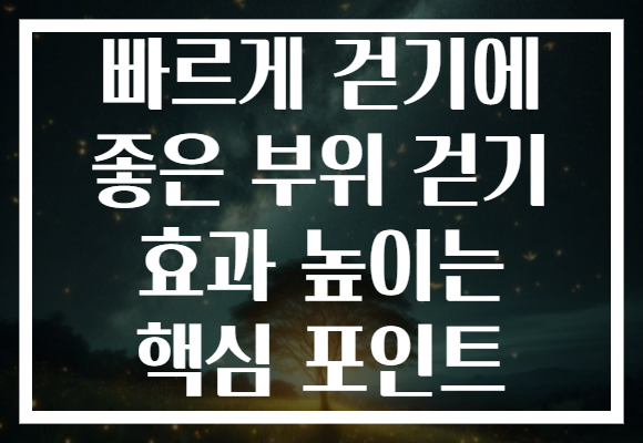 빠르게 걷기에 좋은 부위 걷기 효과 높이는 핵심 포인트