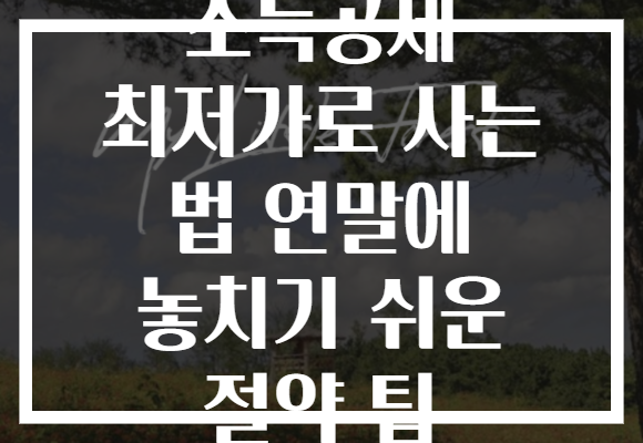 소득공제 최저가로 사는 법 연말에 놓치기 쉬운 절약 팁