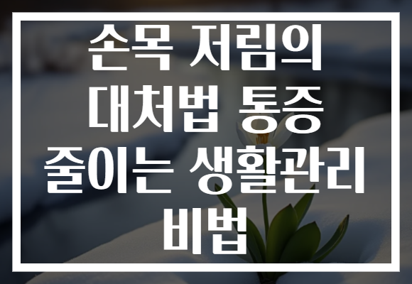 손목 저림의 대처법 통증 줄이는 생활관리 비법
