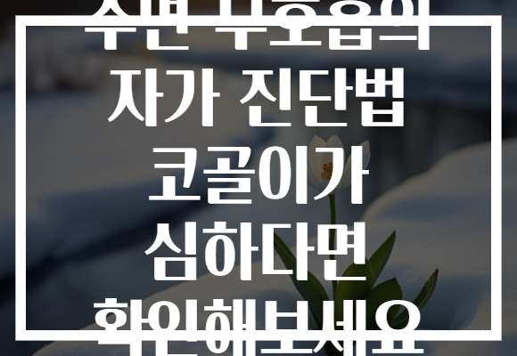 수면 무호흡의 자가 진단법 코골이가 심하다면 확인해보세요