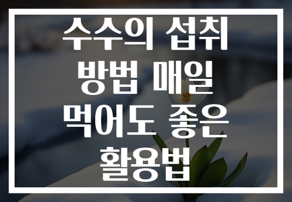 수수의 섭취 방법 매일 먹어도 좋은 활용법
