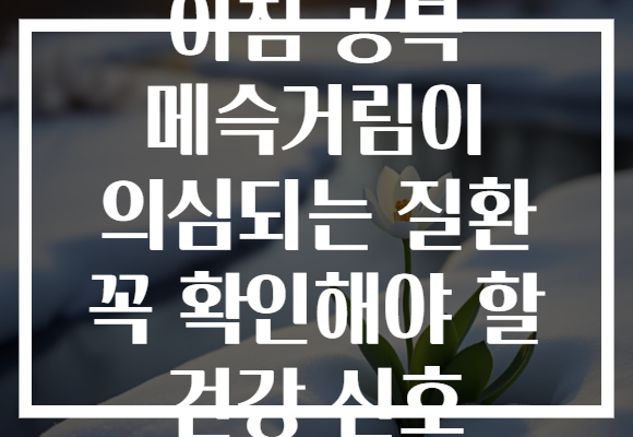 아침 공복 메슥거림이 의심되는 질환 꼭 확인해야 할 건강 신호