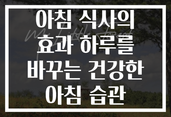 아침 식사의 효과 하루를 바꾸는 건강한 아침 습관