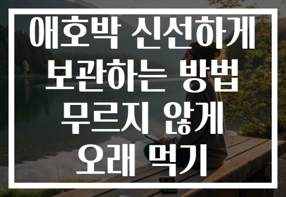 애호박 신선하게 보관하는 방법 무르지 않게 오래 먹기