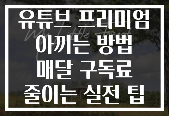 유튜브 프리미엄 아끼는 방법 매달 구독료 줄이는 실전 팁