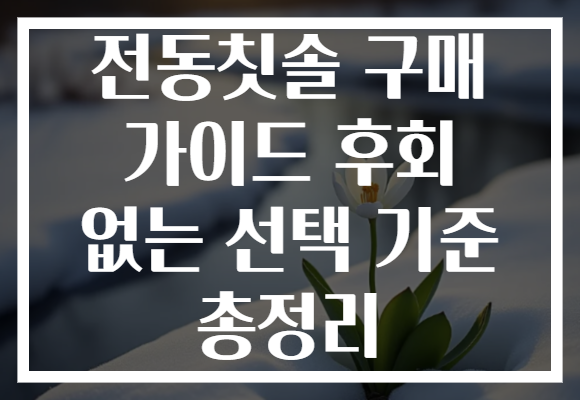 전동칫솔 구매 가이드 후회 없는 선택 기준 총정리