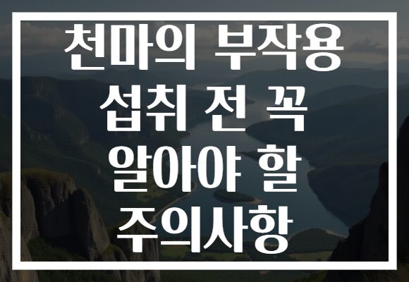 천마의 부작용 섭취 전 꼭 알아야 할 주의사항