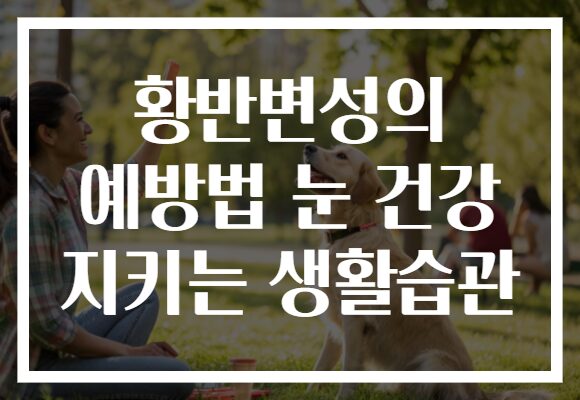 황반변성의 예방법 눈 건강 지키는 생활습관