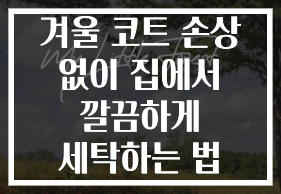 겨울 코트 손상 없이 집에서 깔끔하게 세탁하는 법