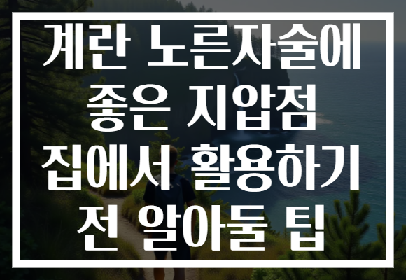 계란 노른자술에 좋은 지압점 집에서 활용하기 전 알아둘 팁