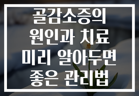 골감소증의 원인과 치료 미리 알아두면 좋은 관리법