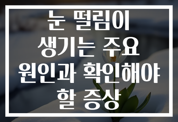 눈 떨림이 생기는 주요 원인과 확인해야 할 증상