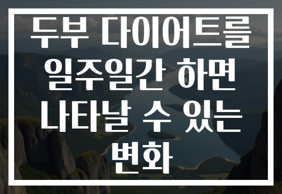두부 다이어트를 일주일간 하면 나타날 수 있는 변화