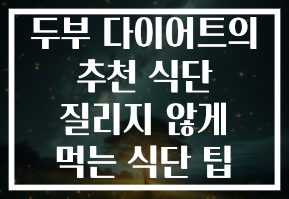 두부 다이어트의 추천 식단 질리지 않게 먹는 식단 팁