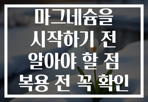 마그네슘을 시작하기 전 알아야 할 점 복용 전 꼭 확인