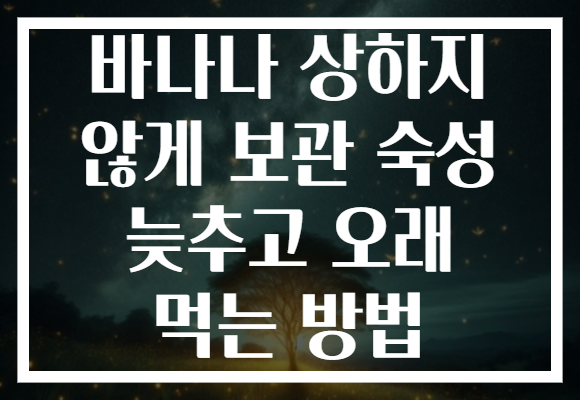 바나나 상하지 않게 보관 숙성 늦추고 오래 먹는 방법