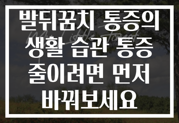 발뒤꿈치 통증의 생활 습관 통증 줄이려면 먼저 바꿔보세요