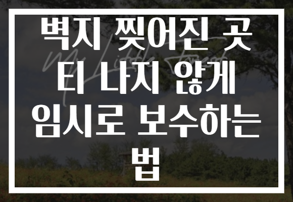 벽지 찢어진 곳 티 나지 않게 임시로 보수하는 법