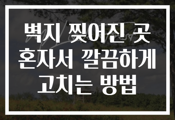 벽지 찢어진 곳 혼자서 깔끔하게 고치는 방법