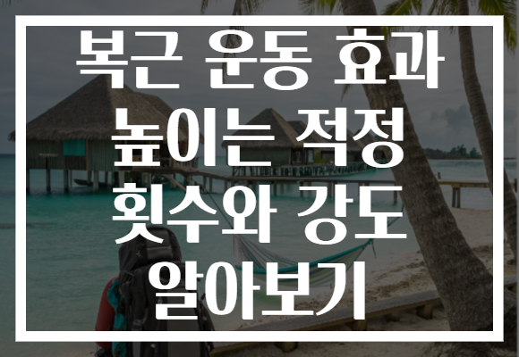 복근 운동 효과 높이는 적정 횟수와 강도 알아보기
