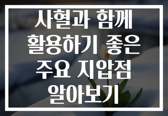사혈과 함께 활용하기 좋은 주요 지압점 알아보기