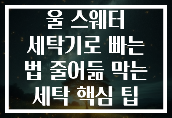 울 스웨터 세탁기로 빠는 법 줄어듦 막는 세탁 핵심 팁