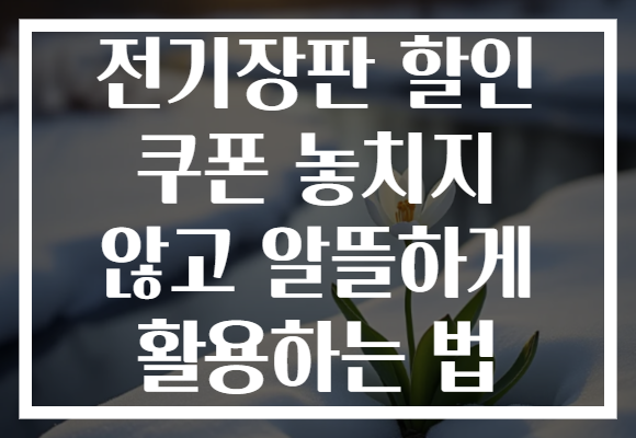전기장판 할인 쿠폰 놓치지 않고 알뜰하게 활용하는 법