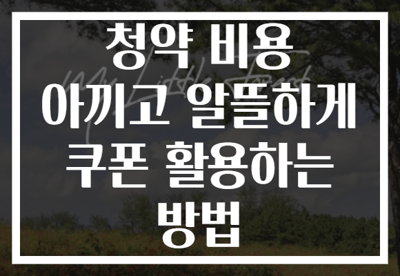 청약 비용 아끼고 알뜰하게 쿠폰 활용하는 방법