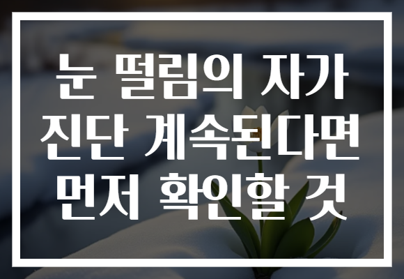 눈 떨림의 자가 진단 계속된다면 먼저 확인할 것