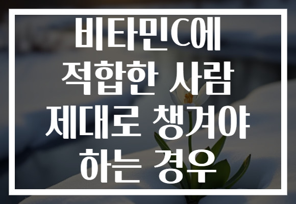 비타민C에 적합한 사람 제대로 챙겨야 하는 경우