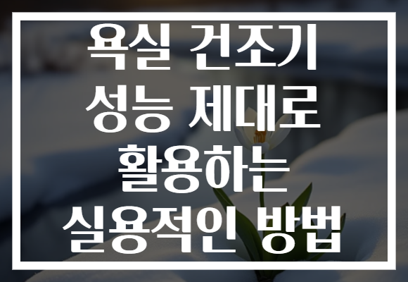 욕실 건조기 성능 제대로 활용하는 실용적인 방법